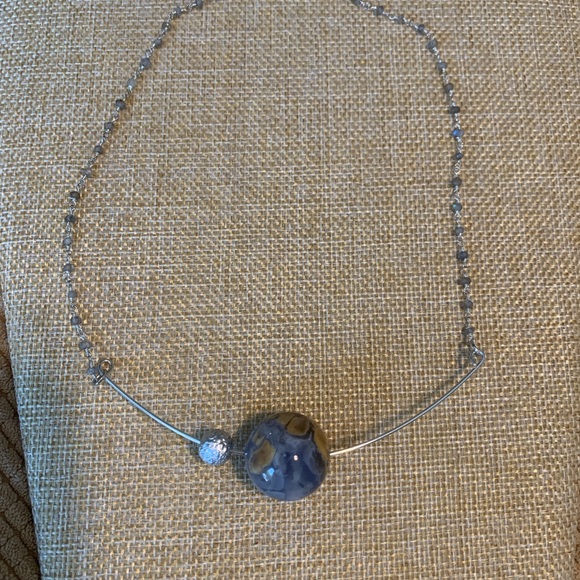 One of a kind chalcedony earth and moon pendant with labradorite chain. NWT - Picture 5 of 10